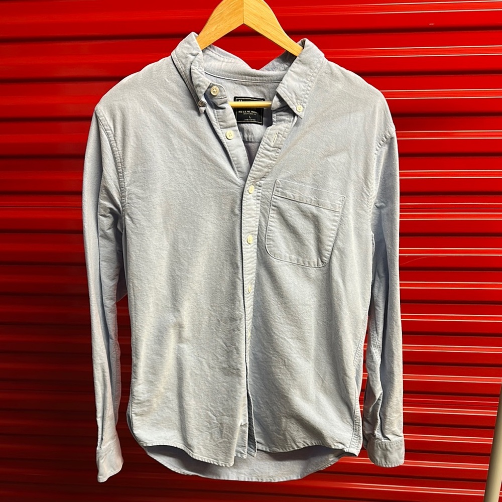 Men's Light Blue Abercrombie & Fitch Button-Up Shirt